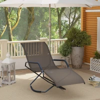 Outsunny Outdoor Folding Rocking Chair, Foldable Chaise Lounge Pool Chair, Zero Gravity Lounge Chair with Armrests for Sun Tanning, Sunbathing, Rocker for Patio, Lawn, Beach, Brown(m-10)