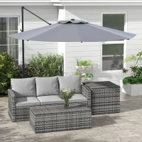 Outsunny 10 FT Cantilever Umbrella, Aluminum Hanging Offset Umbrella with 360°Rotation, Crank, Tilt, Cross Base, Grey(m-8)