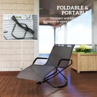 Outsunny Outdoor Folding Rocking Chair, Foldable Chaise Lounge Pool Chair, Zero Gravity Lounge Chair with Armrests for Sun Tanning, Sunbathing, Rocker for Patio, Lawn, Beach, Brown(m-6)