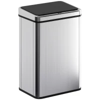 HOMCOM 10.6 Gal (40 L) Automatic Garbage Can w/ Soft-Close Lid, Trash Can with Fingerprint Resistant Stainless Steel, Silver(m-9)
