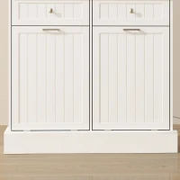 HOMCOM Kitchen Cabinet with Charging Station, 2 Tilt Out Cabinets, Microwave Stand, Freestanding Kitchen Pantry Cabinet, White(m-10)