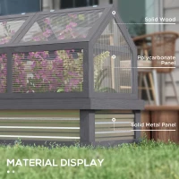 Outsunny Raised Garden Flower Bed Kit w/ Greenhouse, Wooden Cold Frame Planter, Gray(m-6)