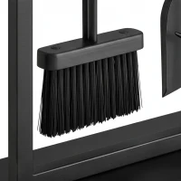 Outsunny Fireplace Tools Set 5 Pieces Metal Fire Place Kit with Brush, Shovel, Poker, A Pair of Tongs, Stand, Black(m-9)