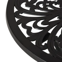 Outsunny Φ34" Outdoor Patio Garden Table with Unique Floral Design, Aluminum Material, & 1.75" Umbrella Hole(m-8)