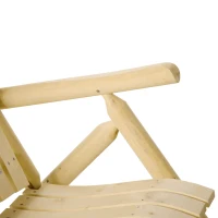 Outsunny Outdoor Wooden Rocking Chair, Double-Person Rustic Adirondack Rocker with Slatted Seat, High Backrest, Armrests for Patio, Garden and Porch, Natural(m-9)