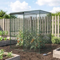 Outsunny 6' x 4' x 6' Crop Cage, Plant Protection Tent with Zippered Doors for Vegetable Garden, Backyard, Black(m-2)