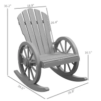 Outsunny Wooden Rocking Chair, Adirondack Rocker Chair w/ Slatted Design and Oversized Back, for Porch, and Garden, Gray(m-3)