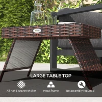 Outsunny Folding Rattan Side Table, Outdoor End Table, Hand Woven PE Rattan Coffee Table for Balcony, Backyard, Garden, Lawn, Courtyard, Brown, 23.5" x 16.25" x 16.25"(m-5)