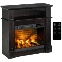 HOMCOM Electric Fireplace with Mantel, Freestanding Heater Corner Firebox with Remote Control, 700W/1400W, Brown(m-2)