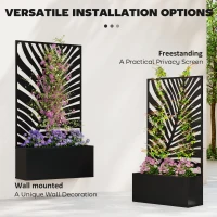 Outsunny Metal Garden Bed with Trellis for Climbing Plants, Freestanding or Wall Mounted Flower Bed for Garden, Patio, Balcony(m-5)