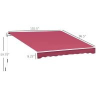 Outsunny 13' x 8' Retractable Awning, Patio Awnings, Sunshade Shelter w/ Manual Crank Handle, Wine Red(m-3)