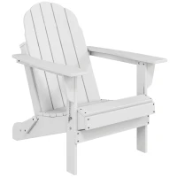 Outsunny Folding Adirondack Chair, HDPE Fire Pit Chair, Weather Resistant Outdoor Chair for Patio, Garden, Backyard, Lawn, White(m-1)
