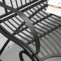 Outsunny Metal Park Bench for Front Porch, Loveseat Like 2 Person, Armrests, Steel Frame, European Antique Style Outdoor Furniture, Black(m-14)