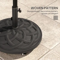 Outsunny Round Patio Umbrella Base with Wheels, 44 lbs Resin Umbrella Stand Base, Heavy Duty Patio Umbrella Holder for 1.3"/1.5"/1.9" Umbrella Poles for Outdoor, Lawn, Poolside, Black(m-7)