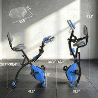 Soozier Folding Exercise Bike, 3-in-1 Recumbent Exercise Bike, Upright Workout Bike with Pulse Sensor, Arm Resistance Bands, Adjustable Seat, 8-Level Magnetic Resistance, Blue(m-3)