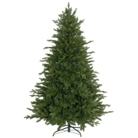 HOMCOM 6 Ft Artificial Christmas Tree with Foldable Metal Stand, Easy Assembly, Hinged Xmas Tree for Home Office Holiday(m-11)