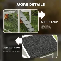 PawHut 137" Wooden Chicken Coop for 4-6 Chickens, Backyard, Dark Gray(m-9)