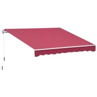 Outsunny 13' x 8' Retractable Awning, Patio Awnings, Sunshade Shelter w/ Manual Crank Handle, Wine Red(m-1)