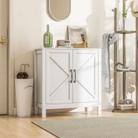 HOMCOM Sideboard Buffet, Kitchen Storage Cabinet with Barn Door and Adjustable Shelves, Storage Pantry, White Wood Grain(m-8)