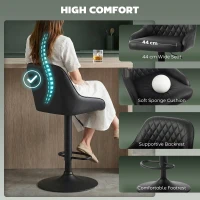 HOMCOM Bar Stools Adjustable Swivel Kitchen Chairs with Backrest Set of 2 for Kitchen Island Black(m-4)