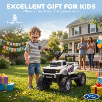 Qaba 12V Kids Ride on Truck Car, Licensed Ford F-150 Electric Car for Kids with Headlight, Horn, for Ages 2-5, White(m-7)
