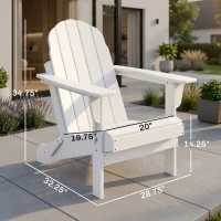 Outsunny Folding Adirondack Chair, HDPE Fire Pit Chair, Weather Resistant Outdoor Chair for Patio, Garden, Backyard, Lawn, White(m-3)