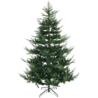 HOMCOM 7.5 Foot Artificial Christmas Tree, Nordic Pine Hinged Xmas Tree with 1218 Realistic Branches, Wide Steel Base, Auto Open, Green(m-11)