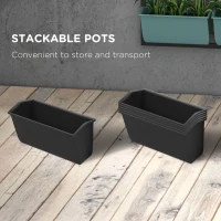 Outsunny 3-Tier Hanging Planter with 6 Pots for Indoor and Outdoor Use, Wall Planter, Self Draining & Wall Mounted, Black(m-7)