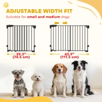 PawHut 29"-44" Wide Dog Gate, 29" H, Pet Gate with Auto-Close, Single Hand Operation, Wall-Mounted, No-Threshold Design(m-4)