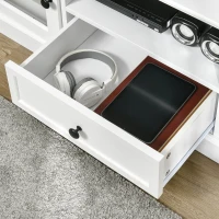 HOMCOM Modern TV Stand Cabinet for TVs up to 60 Inches, Entertainment Center with Drawer and Glass Doors for Living Room, White(m-9)