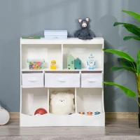 HOMCOM Kids Bookcase, Toy Storage Organizer Cabinet, Children Display Bookshelf with Drawers for Toys, Clothes, Books, White(m-7)