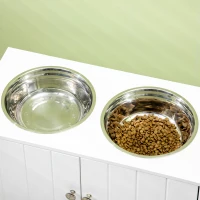PawHut Large Elevated Dog Bowls with Storage Cabinet Containing Large 44L Capacity, Raised Dog Bowl Stand Pet Food Bowl Pet Feeding Station, White(m-8)