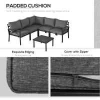 Outsunny 6-Piece Patio L-Shaped Sofa Conversation Set with Coffee Table, Water-Fighting Materials, & Comfort, Grey(m-5)