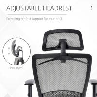 Vinsetto High-Back Mesh Home Office Chair with Coat Hanger, Computer Task Chair with Adjustable Height, Arms, Headrest and Lumbar Support, 360° Wheels and Seat, Reclining Function, Grey(m-9)