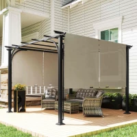 Outsunny 10' x 10' Patio Pergola with Weather-Resistant Steel Frame, Backyard Sun Shade Canopy Cover Shelter for Porch Party, Garden, Grill Gazebo, Beige(m-10)