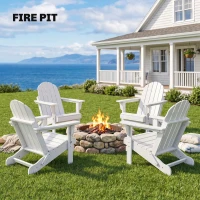 Outsunny Folding Adirondack Chair, HDPE Fire Pit Chair, Weather Resistant Outdoor Chair for Patio, Garden, Backyard, Lawn, White(m-7)