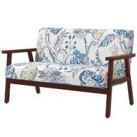 HOMCOM Compact Loveseat Sofa Couch Linen Fabric Double Seat Sofa with Rubber Wood Legs Multicolour(m-2)