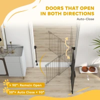 PawHut 29"-44" Wide Dog Gate, 29" H, Pet Gate with Auto-Close, Single Hand Operation, Wall-Mounted, No-Threshold Design(m-6)