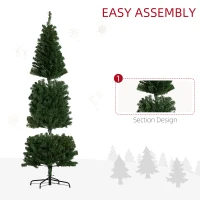 HOMCOM 6FT Pencil Christmas Tree, Artificial Christmas Tree with Automatic Open for Home Party, Green(m-6)
