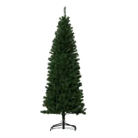 HOMCOM 6FT Pencil Christmas Tree, Artificial Christmas Tree with Automatic Open for Home Party, Green(m-2)