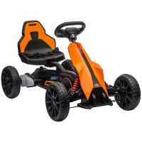 Aosom 12V Electric Go Kart for Kids, Ride On Toy with EVA Tires, 2 Speeds, Adjustable Seat, Safety Belt for 3-8 Years, Orange(m-11)