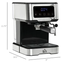 HOMCOM Espresso Machine with Milk Frother Wand, 15-Bar Pump Coffee Maker with 1.5L Removable Water Tank for Espresso, Latte and Cappuccino(m-3)