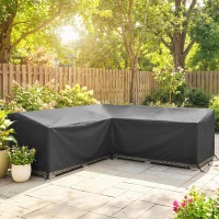 Outsunny V-Shaped Patio Furniture Cover, Waterproof Outdoor V-Shaped Sectional Sofa Cover with Air Vent, 105" x 105", Black(m-7)