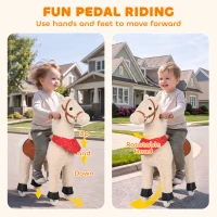 Qaba Ride on Horse for Kids 2+ Years, 29.5" Height Plush Ride On Pony with Rotatable Head and Neighing Sounds, Light Brown(m-5)