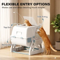 PawHut Cat Litter Box with Lid, Enclosed Cat Litter Box with Deodorization Bag & Drawer Pan, High Sides & Flip-to-Clean(m-7)
