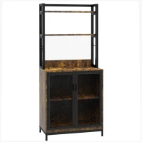 HOMCOM Industrial Baker's Rack Multi-tier Microwave Stand, Rustic Brown(m-1)