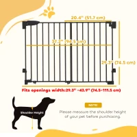 PawHut 29"-44" Wide Dog Gate, 29" H, Pet Gate with Auto-Close, Single Hand Operation, Wall-Mounted, No-Threshold Design(m-3)