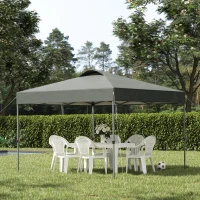 Outsunny 10' x 10' Pop Up Canopy Tent, Instant Sun Shelter with 3-Level Adjustable Height, Top Vents and Wheeled Carry Bag for Outdoor, Garden, Patio, Gray(m-2)