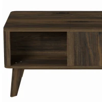 HOMCOM 40" Fluted Lift Top Coffee Table with Storage, Mid-Century Coffee Table with Hidden Compartment, Open Shelf, Walnut(m-11)