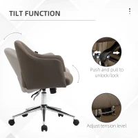 Vinsetto Mid Back Home Office Chair, Computer Desk Chair with Adjustable Height and Padded Seat, Brown(m-17)